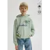 Erkek Çocuk Minecraft Baskılı Yeşil %100 Pamuk Sweatshirt
