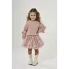 Kız Çocuk Triko Pudra Tül Etek Alt Üst Takım