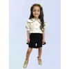 Kız Çocuk Müslin Kumaş Bebe Yaka Şortlu Takım