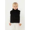 Çocuk Unisex Fermuarlı Kadife Siyah Şişme Yelek