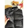Çocuk Unisex Fermuarlı Kadife Siyah Şişme Yelek