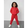 Çocuk Unisex Kapüşonlu Marka Kırmızı %100 Pamuk Alt-Üst Takım