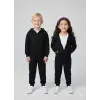 Çocuk Unisex Kapüşonlu Marka Siyah %100 Pamuk Alt-Üst Takım