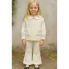 Kız Çocuk Gömlekli Triko İspanyol Paça Krem İkili Takım