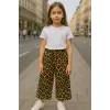 Kız Çocuk Leopar Desenli Geniş Paçalı Pantolon