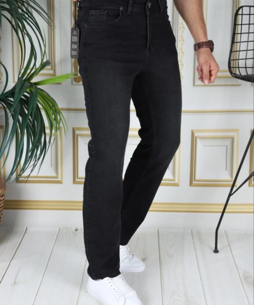 Erkek Füme/gri Regular Fit Kot Pantolon Likralı Esnek Jean Battal Boru Paça Phantom Jeans