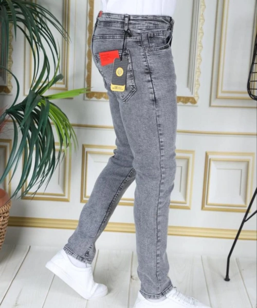Erkek Gri Jean Likralı Denim Esnek Slim Fit Kot Pantolon Phantom Jeans Açık Gri Kot Pantolon