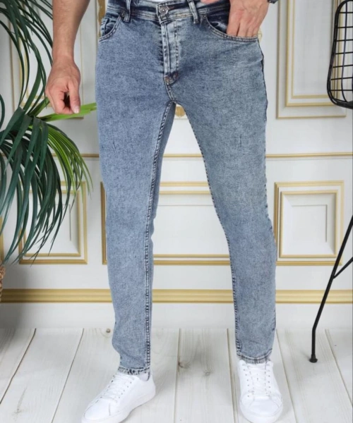 Phantom Jeans Kot Pantolon Slim Fit Dar Kesim Normal Bel Mavi Jean