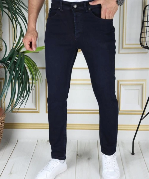 Erkek Lacivert Slim Fit Kot Pantolon Likralı Esnek Jean Phantom Jeans