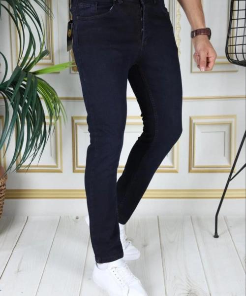 Erkek Lacivert Slim Fit Kot Pantolon Likralı Esnek Jean Phantom Jeans