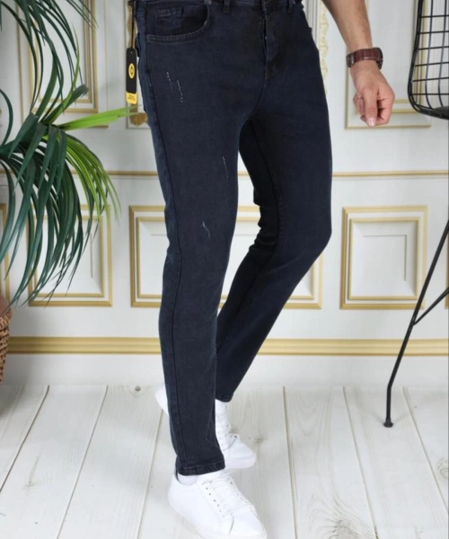 Lacivert Erkek Skinny Fit Dar Kesim Kot Pantolon Esnek Phantom Jeans Likralı Denim Jean