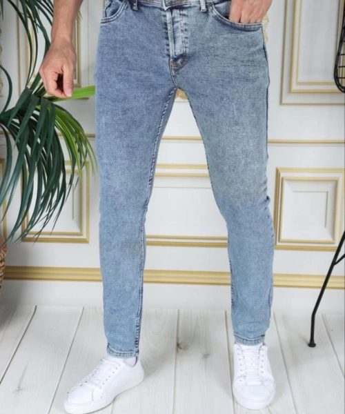 Mavi Kar Yıkama Likralı Slim Fit Erkek Kot Pantolon Denim Jean Dar Kesim Pamuklu