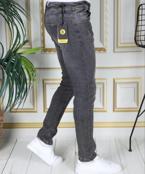 Erkek Füme/gri Regular Fit Likralı Kot Pantolon Fermuarlı Esnek Denim Phantom Jeans