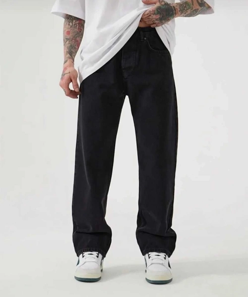 Siyah Baggy Fit Kot Pantolon Geniş Paça Rahat Kesim Normal Bel Oversize Düz Phantom Jeans By Macera