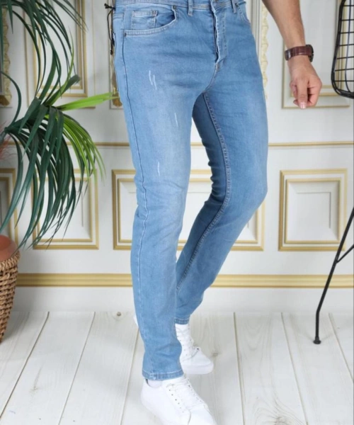 Buz Mavi Slim Fit Denim Kot Pantolon Likralı Esnek Jean Phantom Jeans