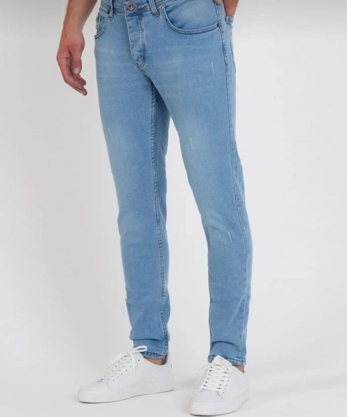 Buz Mavi Slim Fit Denim Kot Pantolon Likralı Esnek Jean Phantom Jeans