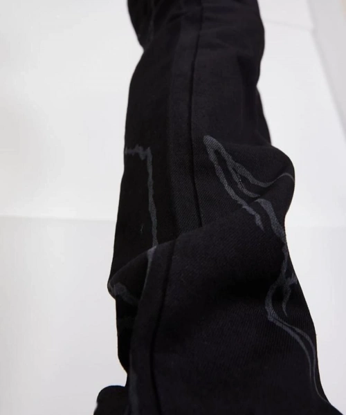 Siyah Şimşek-yıldırım Desenli Baggy Kot Pantolon Oversize Jeans Lazer Baskılı Phantom Jeans