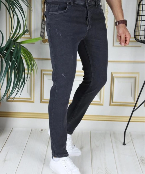 Erkek Gri-füme Regular Fit Kot Pantolon Likralı Esnek Jean Phantom Jeans
