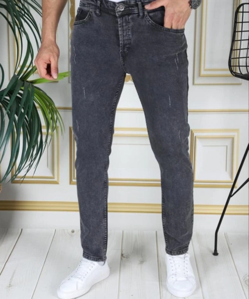 Erkek Füme Regular Fit Kot Pantolon Likralı Esnek Jean Füme/gri Phantom Jeans