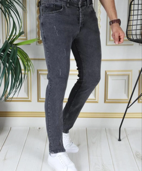 Erkek Füme Regular Fit Kot Pantolon Likralı Esnek Jean Füme/gri Phantom Jeans