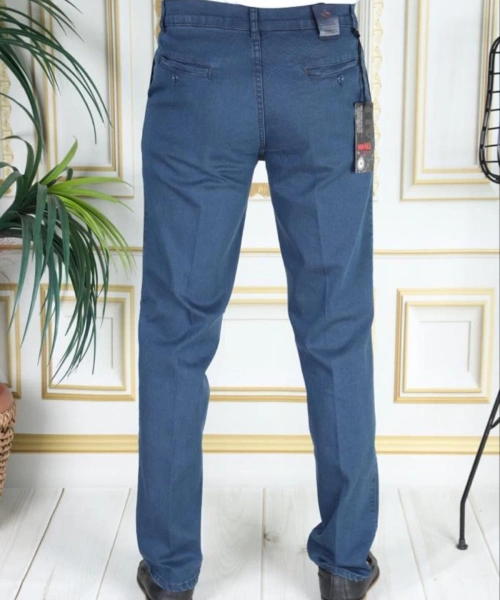 Klasik Kesim Petrol Likralı Erkek Yan Cepli Klasik Kot Pantolon Baba Pantolonu Phantom Jeans