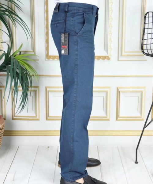 Klasik Kesim Petrol Likralı Erkek Yan Cepli Klasik Kot Pantolon Baba Pantolonu Phantom Jeans