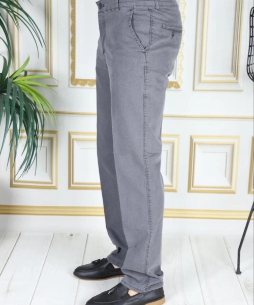 Klasik Kesim Gri Likralı Erkek Yan Cepli Klasik Kot Pantolon Baba Pantolonu Phantom Jeans By Small