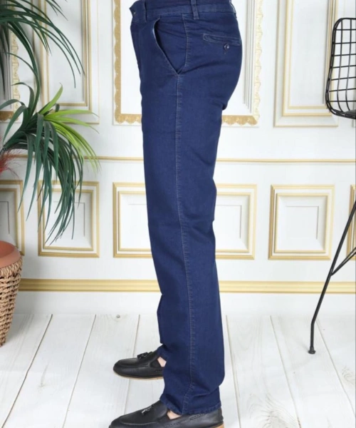 Klasik Kesim Mavi Likralı Erkek Yan Cepli Klasik Kot Pantolon Baba Pantolonu Phantom Jeans By Small