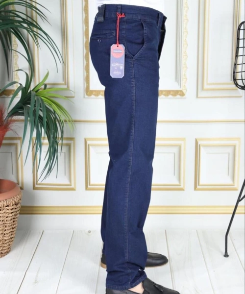 Klasik Kesim Mavi Likralı Erkek Yan Cepli Klasik Kot Pantolon Baba Pantolonu Phantom Jeans By Small