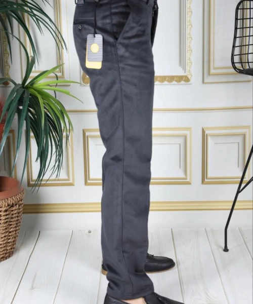 Füme Polarlı Kadife Pantolon Esnek Kalın Fitil Klasik Kesim Yan Cepli Astarlı Phantom Jeans