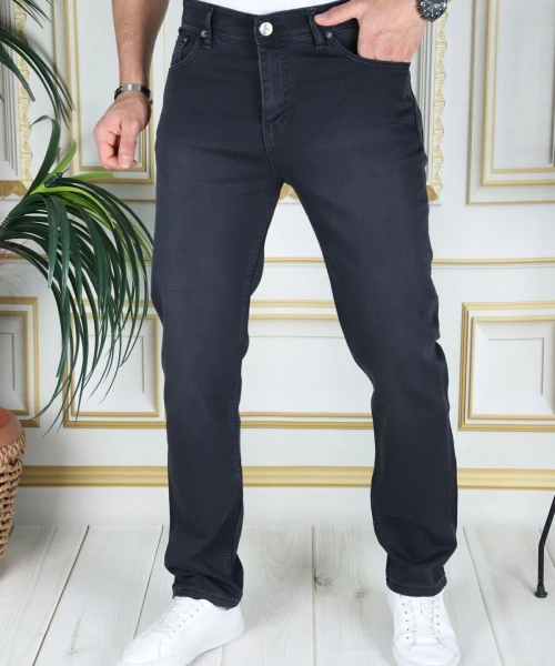 Erkek Antrasit Üstten Cepli Armürlü Regular Fit Rahat Kesim Esnek Chino Keten/kanvas Koton Pantolon