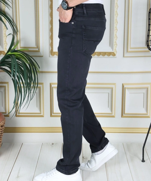 Erkek Antrasit Üstten Cepli Armürlü Regular Fit Rahat Kesim Esnek Chino Keten/kanvas Koton Pantolon