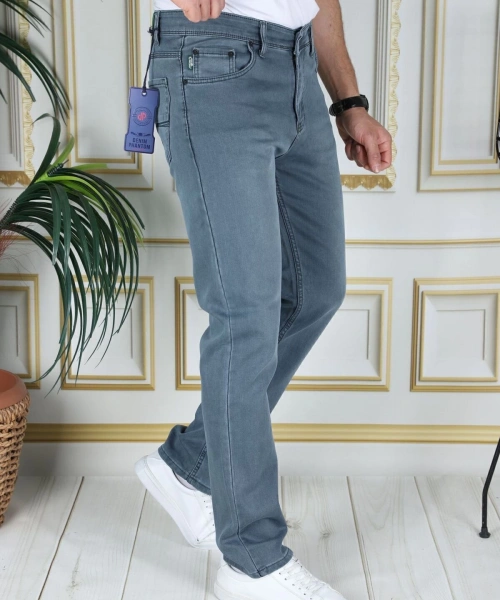 Erkek Tintyeşil Üstten Cepli Armürlü Regular Fit Rahat Kesim Esnek Chino Keten/kanvas Koton Pantolon