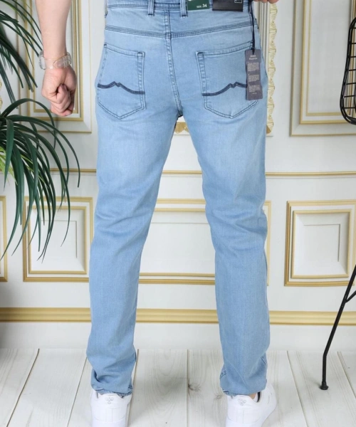 Erkek Buz Mavi Regular Fit Rahat Kesim Esnek Likralı Denim Jeans Şık Kot Pantolon