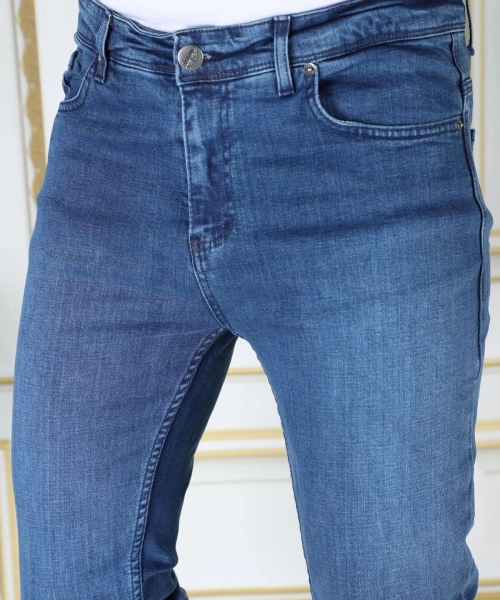 Erkek Açık Mavi Renk Regular Fit Rahat Kesim Esnek Likralı Denim Jeans Şık Kot Pantolon