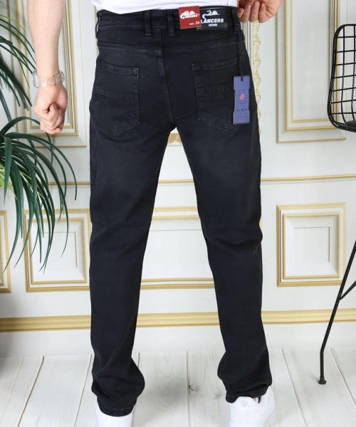 Erkek Siyah Renk Regular Fit Rahat Kesim Esnek Likralı Denim Jeans Şık Kot Pantolon