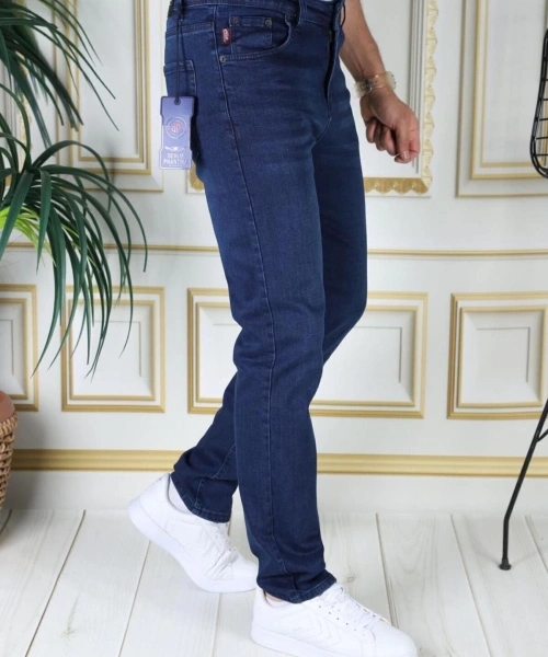 Erkek Mavi Renk Regular Fit Rahat Kesim Esnek Likralı Denim Jeans Şık Kot Pantolon