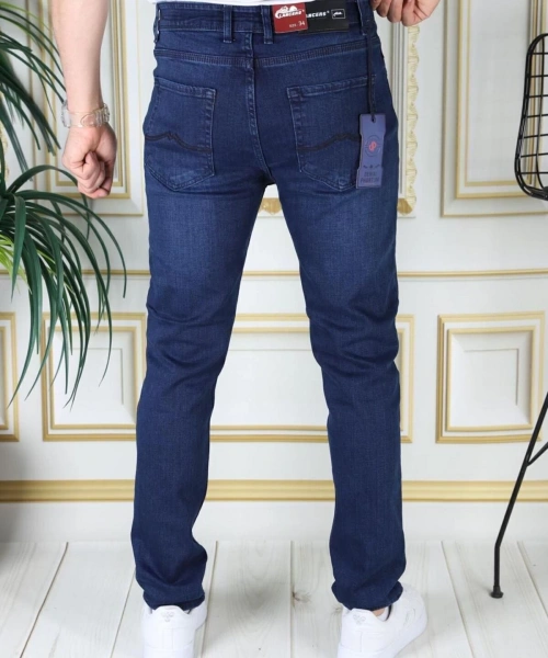 Erkek Mavi Renk Regular Fit Rahat Kesim Esnek Likralı Denim Jeans Şık Kot Pantolon