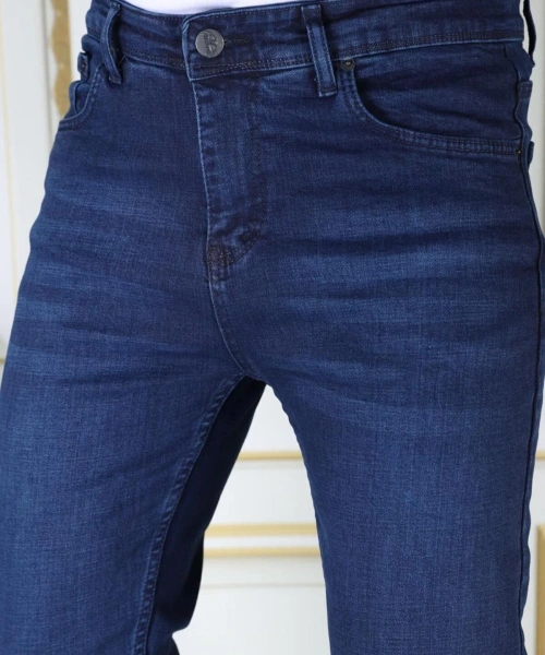 Erkek Mavi Renk Regular Fit Rahat Kesim Esnek Likralı Denim Jeans Şık Kot Pantolon