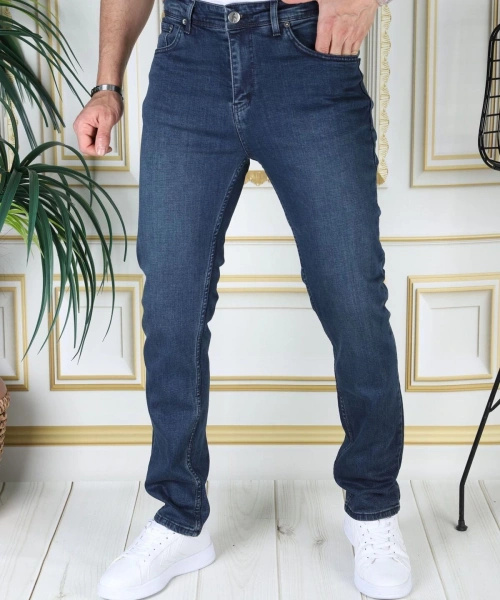 Erkek Paslı Mavi Regular Fit Rahat Kesim Esnek Likralı Denim Jeans Şık Kot Pantolon