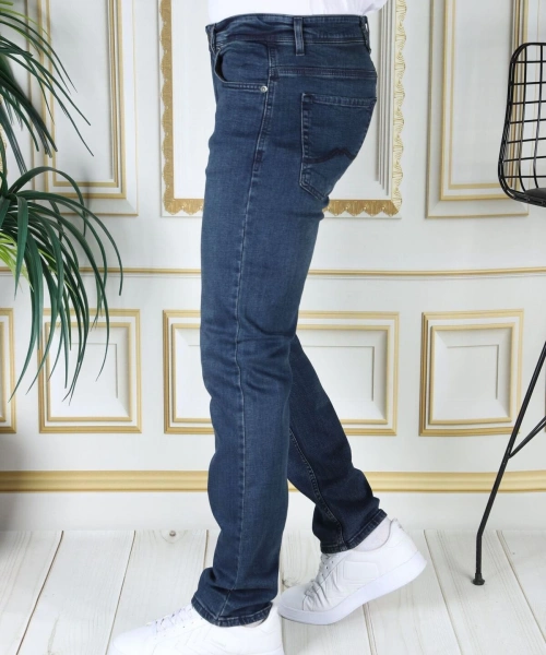 Erkek Paslı Mavi Regular Fit Rahat Kesim Esnek Likralı Denim Jeans Şık Kot Pantolon