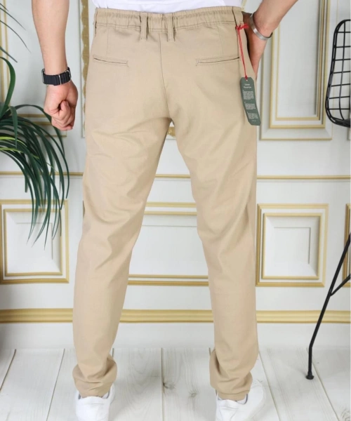 Erkek Hardal Italyan Kesim Kaliteli Esnek Slim Fit Likralı Lastikli Şık Koton Kumaş Pantolon Okul