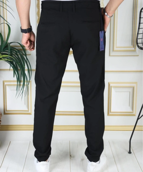 Erkek Siyah Italyan Kesim Kaliteli Esnek Slim Fit Likralı Lastikli Şık Koton Kumaş Pantolon Okul