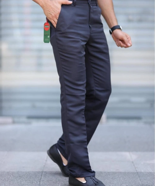 Klasik Kesim Füme Mevsimlik Yan Cepli Keten Poliviskon Kumaş Baba Pantolonu Kumaş Pantolon