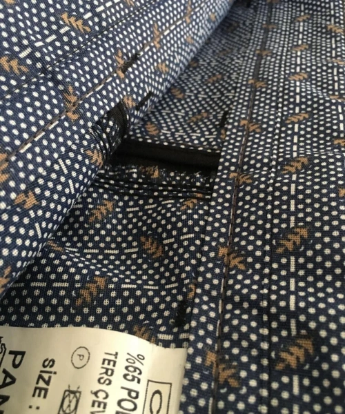 Klasik Kesim Lacivert Mevsimlik Yan Cepli Keten Poliviskon Kumaş Baba Pantolonu Kumaş Pantolon