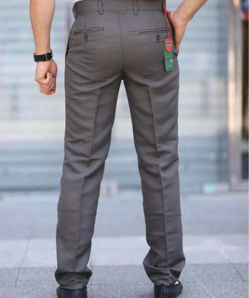 Klasik Kesim Haki Renk Mevsimlik Yan Cepli Keten Poliviskon Kumaş Baba Pantolonu Kumaş Pantolon