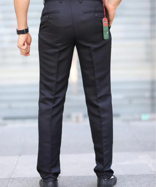 Klasik Kesim Siyah Mevsimlik Yan Cepli Keten Poliviskon Kumaş Baba Pantolonu Kumaş Pantolon