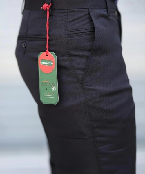 Klasik Kesim Siyah Mevsimlik Yan Cepli Keten Poliviskon Kumaş Baba Pantolonu Kumaş Pantolon