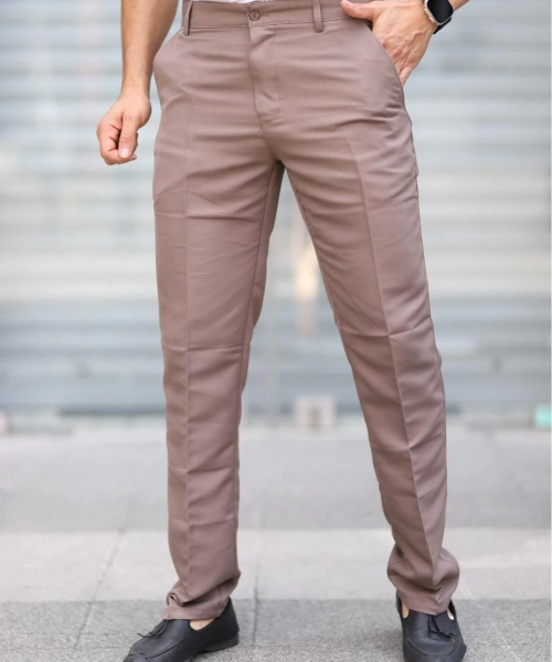 Klasik Kesim Sütlü Kahve Mevsimlik Yan Cepli Keten Poliviskon Kumaş Baba Pantolonu Kumaş Pantolon