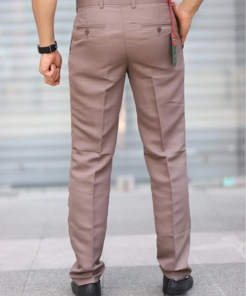 Klasik Kesim Sütlü Kahve Mevsimlik Yan Cepli Keten Poliviskon Kumaş Baba Pantolonu Kumaş Pantolon